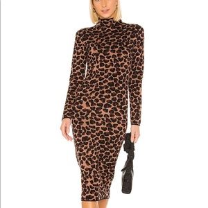LPA Leopard Print Midi Dress in Brown and Black